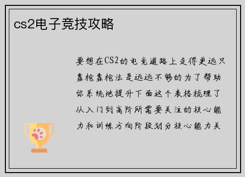 cs2电子竞技攻略